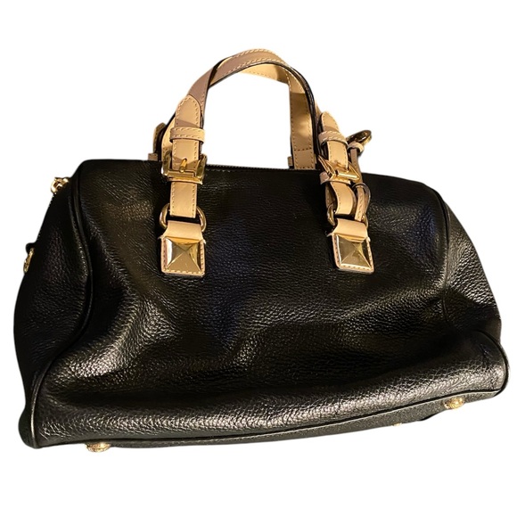 Michael Kors Black Grayson Medium Handbag with Gold Accent - Picture 1 of 12